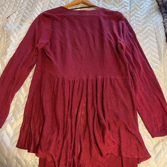 Drape front Cardigan Sweater in Rich Burgundy - Picture 3 of 3